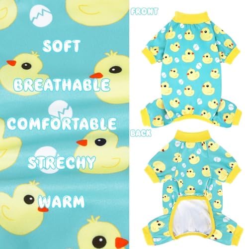 XPUDAC Dog Pajamas Soft Stretchy Duck Dog Clothes for Small Medium Dogs Pet Jumpsuit Cat Apparel-2XL - Image 6