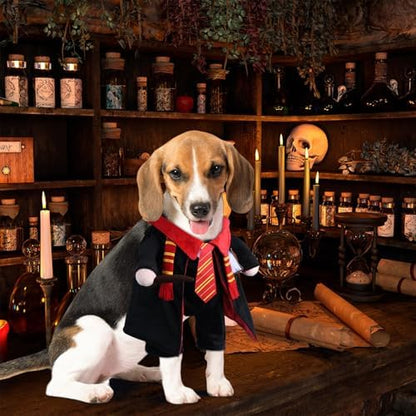DELIFUR Dog Halloween Wizard Costume - Pet Adorable Fantacy Clothes Cat Cosplay Holiday Apparel Dress Up for Small Medium Dog Funny Outfit Adjustable (Wizard, Small) - Image 2