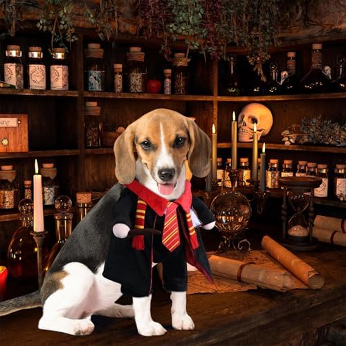 DELIFUR Dog Halloween Wizard Costume - Pet Adorable Fantacy Clothes Cat Cosplay Holiday Apparel Dress Up for Small Medium Dog Funny Outfit Adjustable (Wizard, X-Small) - Image 5