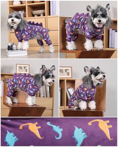 CuteBone Dinosaur Costume Dog Pajamas, Stretchy Spandex Crystal Velvet Sleepwear Coat for Small Dogs, Soft & Warm Pet Outfit Clothes for Cold Weather, Cozy Pullover Design COSP04L - Image 6