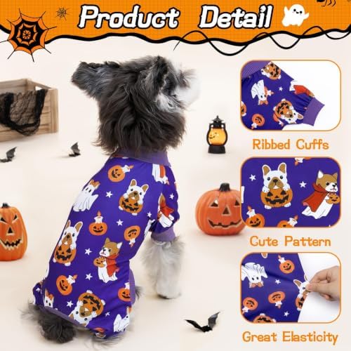 XPUDAC 4 Pack Halloween Dog Clothes Puppy Pajamas for Small Dogs, S - Image 2