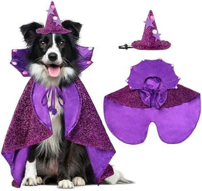 JOICEE Halloween Dog Costume, Witch Hat with Cape Set for Small Medium Dog by JOICEE