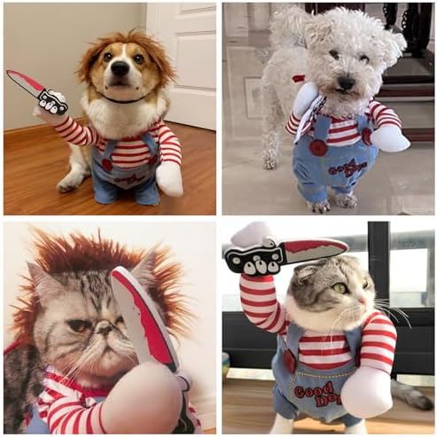 Dog Halloween Costume,Funny Chucky Dog Costume with Pet Wig,Cosplay Scary Outfit with Knife Clothes for Dogs (X-Small) - Image 6