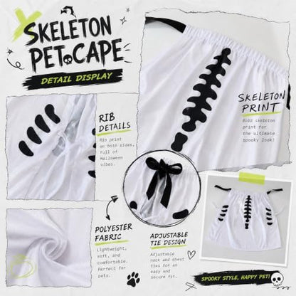 Halloween Skull Costume,Skeleton Dog Cape for Medium Large Pets(L) - Image 2
