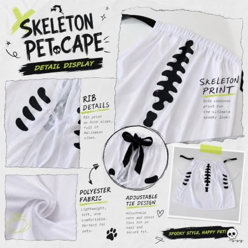 Halloween Skull Costume,Skeleton Dog Cape for Medium Large Pets(XL) - Image 2