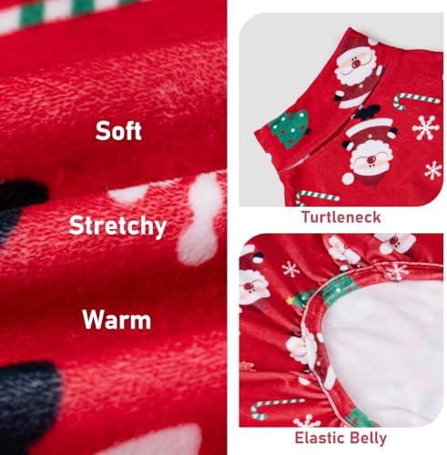 KYEESE Dog Christmas Pajamas for Small Dogs Red Santa Velvet Onesie - Image 3