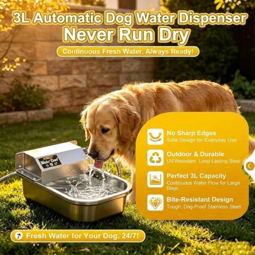 Automatic Self-Filling Dog Water Bowl,3L/101oz