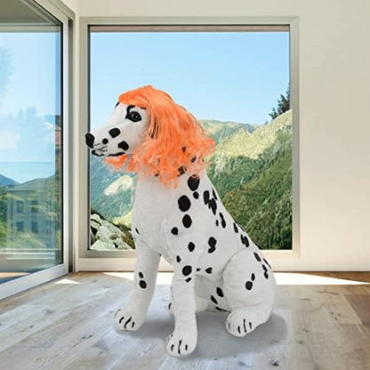 Funny Orange Long Curly Dog Wig, Cat Cosplay Wig, Pet Wigs for Halloween, Christmas, Parties, Festivals, Dog Wigs for Small Medium and Large Dogs - Image 4