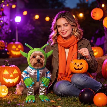 Halloween Green Alien Costume for Small Dog, Dog Astronaut Outfits, S - Image 6