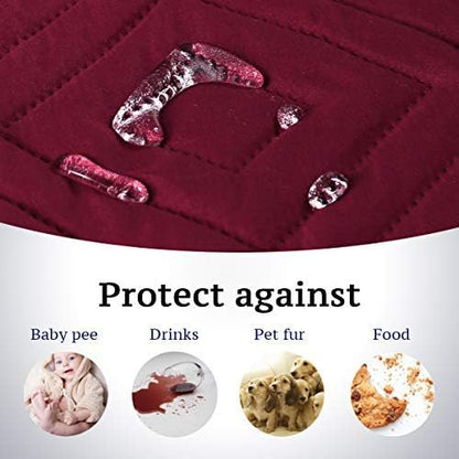 H.VERSAILTEX Reversible Sofa Slipcover Furniture Protector Water Resistant 2 Inch Wide Elastic Straps Sofa Cover Couch Covers Pets Kids Fit Sitting Width Up to 66" (Sofa: 75" x 110", Red/Tan)