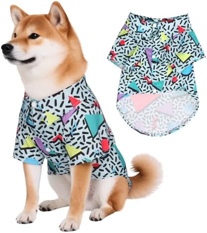 80s Dog Costume Hawaiian Shirts - 90s Halloween Retro Disco Breathable Puppy Outfit for Small Medium Dogs (Green, Large) by Unknown