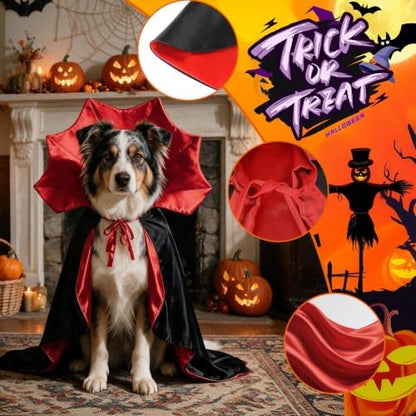 Halloween Dog Vampire Cloak Costume for Medium Dogs, Black Red - Image 4
