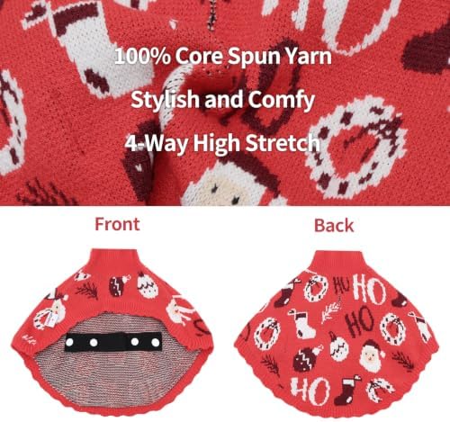 Dog Christmas Sweater Cloak, Cold Weather Coat Dog Jacket for Medium Dogs, Classic Turtleneck Thick Puppy Clothes with Leash Hole DS-DP05L - Image 4