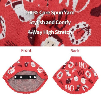 Dog Christmas Sweater Cloak, Cold Weather Coat Dog Jacket for Medium Dogs, Classic Turtleneck Thick Puppy Clothes with Leash Hole DS-DP05L - Image 4