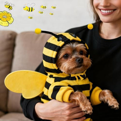 Idepet Halloween Pet Bee Costume,Dog Hoodie Bumble Cosplay Puppy Clothes - Image 4