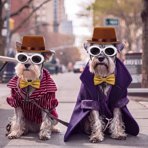 Reginary 3 Pcs Halloween Pet Costume Dog Brown Top Hat Glasses Bow Tie Set - Image 6