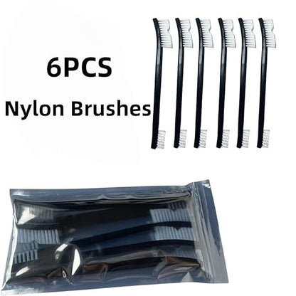 6-Pack Small Wire Brush Pro Kit: Nylon Bristles for Engines, Jewelry & Household Scrubbing – Chemical-Resistant & Heat-Resistant - Tackle Motorcycle Chains, Sinks & Sneakers, Gun Cleaning Brushes