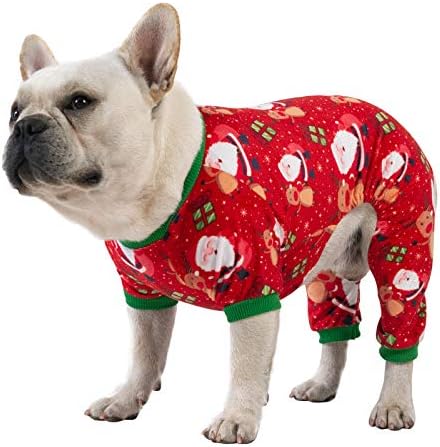 CuteBone Small Dogs Christmas Outfit Soft Puppy Onesies Pjs Dog Pajamas Pet Coat Cat Apparel Comfy Doggie Jumpsuit Bodysuit for All Seasons by CuteBone