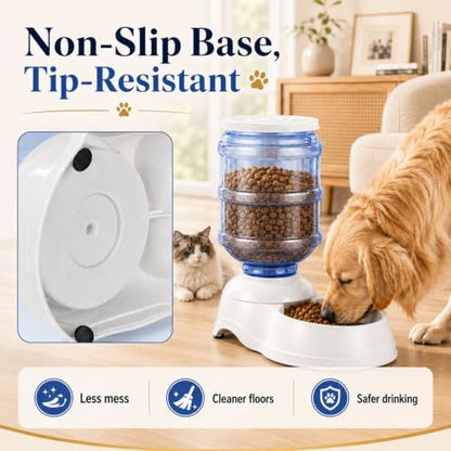 Automatic Dog Feeders - 3 Gallon Capacity Gravity Food Dispenser for Large Dogs and Cats
