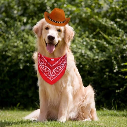 Dog Cowboy Costume, Dog Halloween Costumes Halloween Pet Dogs Cowboy Hat with Bandana Scarf for Small Medium Large Dogs Pets (Brown, Large) - Image 2