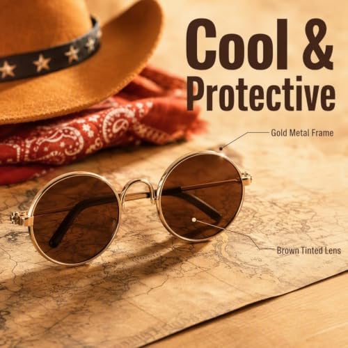 Dog Halloween Costumes, 3PCS Pet Western Cowboy Hat with Scarf and Sunglass - Image 6