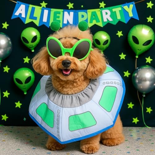 3 Pcs Halloween UFO Alien Dog Costume Set - Image 4