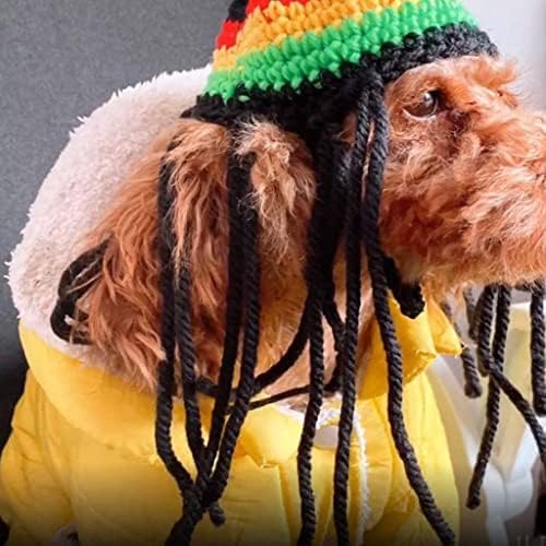 Dog Knitted Hat with Dreadlocks,Dog Winter Woolen Cap Cool Cat Headwear - Image 6