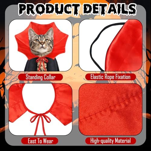 Cat Halloween Costumes Dog Halloween Vampire Costume Funny Pet Vampire Devil Cape Cloak Halloween Costumes for Cats XS Small Dogs (Small) - Image 4