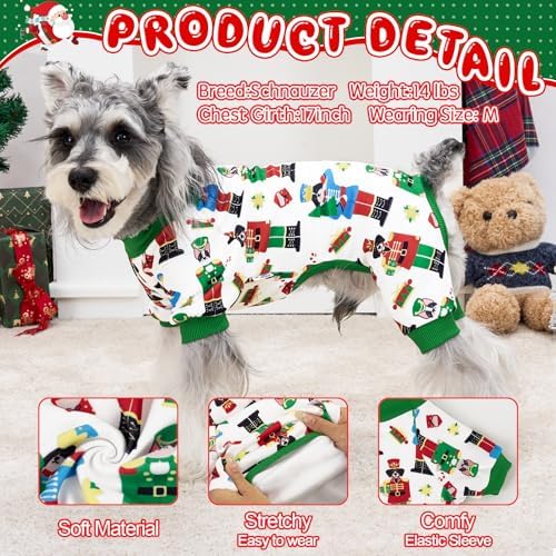 XPUDAC Christmas Dog Pajamas Comfy Dog Clothes for Small Medium Dogs Girl Boy Holiday Pet Outfit Winter Puppy Jumpsuits Pet Pjs Apparel, XS - Image 2