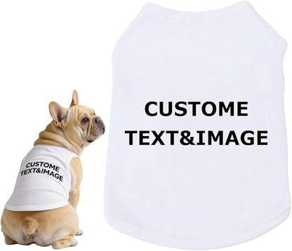 Custom Dog Shirt,Personalized Pet Apparel with Name Text Photo Image,Lightweight Breathable Puppy Kitten Cotton Vest for Small Medium Large Dogs Cats,Puppy Gift (White, 8X-Large)