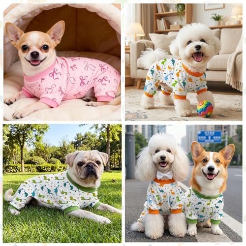 Dog Pajamas for Small Medium Dogs Pjs Orange Dinosaurs Dog Onesie Breathable Puppy Pj Pet Stretchy Soft Sleepwear for Spring Summer Costume-M - Image 6