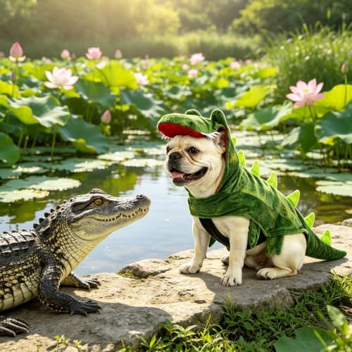 NACOCO Dog Halloween Costume Dog Crocodile Hoodies Pet Funny Christmas Cosplay Clothes Small to Large Dog Birthday Outfits(Crocodile,M) - Image 2