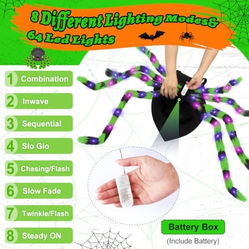 Realistic Halloween Spider Dog Costume for XL Large Dog Cosplay with 64 Led - Image 3