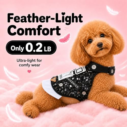 Sequin Dog Harness Costume with Leash, M for Small Dogs & Cats - Image 6