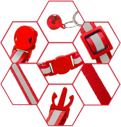 2 Pack Breakaway Cat Collars with Bells, Reflective Design and Claw Print Design, Safety Buckle, Adjustable 7.5-12.5 Inches for Kittens & Cats (Red)