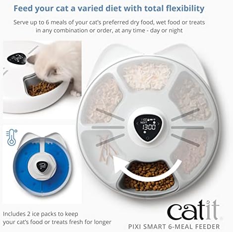 Catit PIXI Smart 6-Meal Feeder, White