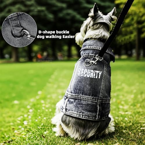 Black Security Dog Jean Jacket,Pet Denim Coat Puppy Clothes(XS) - Image 2