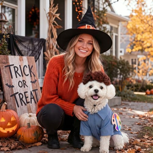 Dansydaisy 4 Pcs Halloween Dog Costume, Puppy 80s Painter Artist Outfit, L - Image 6