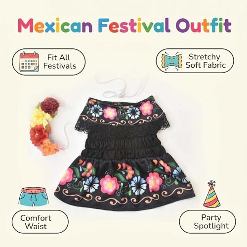 FLAdorepet Day of The Dead Dog Mexican Dress Costume Outfit and Headband,XL - Image 5