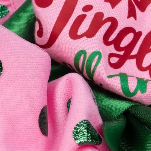 Fitwarm Jingle All the Way Dog Tutu Dress, Charming Christmas Clothes for Small Dogs Girl, Holiday Pet Outfit, Pink, Red, Green, Medium - Image 5