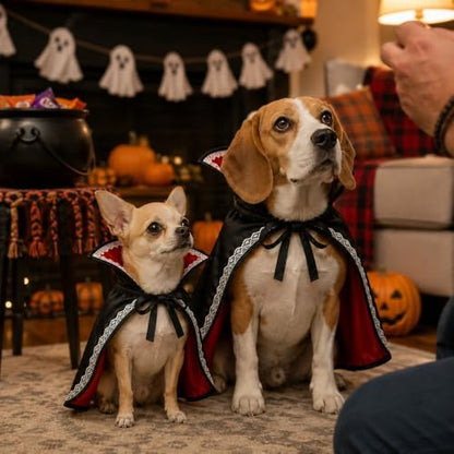 Medium Halloween Dog Vampire Costume, Dog Halloween Costumes for Medium Dogs, Dracula Dog Costume with Stand-Up Collar, Lace Trim and Adjustable Tie - Image 6