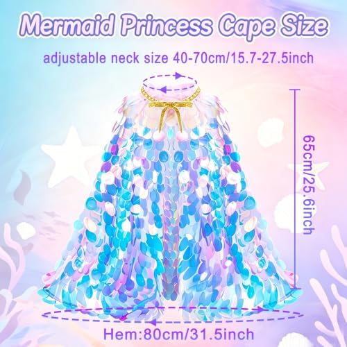 Mermaid Pet Cape Halloween Costumes for Large Dogs Holiday Outfit - Image 4