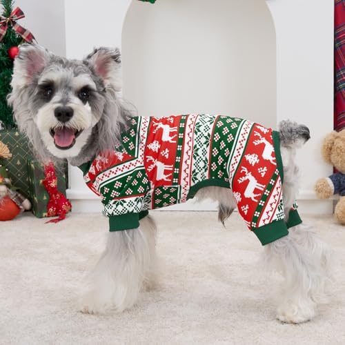 XPUDAC Dog Christmas Pajamas Stretchy Dog Clothes for Small Medium Dogs Boy Girl Puppy Onesie Doggie Jammies Winter Pet Costume Pjs Cat Apparel, Red, Green, 2XL - Image 3