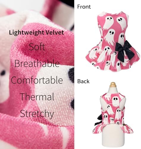 Fitwarm Halloween Ghost Dog Dress, Funny Dog Halloween Costumes, Doggy Clothes for Small Dogs Girl, Pet Apparel, Pink, White, Black, XXS - Image 5