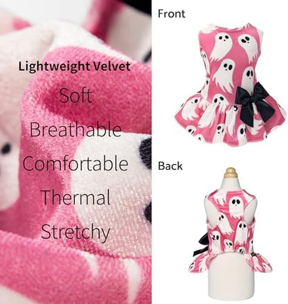 Fitwarm Halloween Ghost Dog Dress, Funny Dog Halloween Costumes, Doggy Clothes for Small Dogs Girl, Pet Apparel, Pink, White, Black, XXS - Image 5