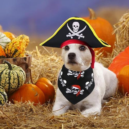 GOYOSWA Dog Pirate Costume, Dog Halloween Costumes Pirate Hat and Bandana Set Holiday Outfit Clothes for Small Medium Large Dogs Pets (Style B, Large) - Image 4