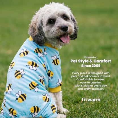 Fitwarm Funny Bee Fleece Dog Pajamas, Warm Winter Dog Clothes for Small Dogs Boy Girl, Cozy Pet Onesie with Feet, Light Blue, XL - Image 5