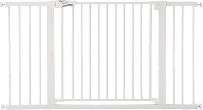 Babelio 36-57" Extra Wide Baby/Dog Gate, Auto Close with Large Walk Thru Door,Safety for Pet, House, Stairs and Doorways, Pressure Mounted for Chlid, White