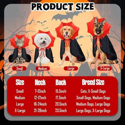 Dog Halloween Costume Dog Vampire Costume Funny Pet Vampire Devil Cape Cloak Halloween Costumes for Small Medium Large X-Large Dogs Pets (X-Large) - Image 3