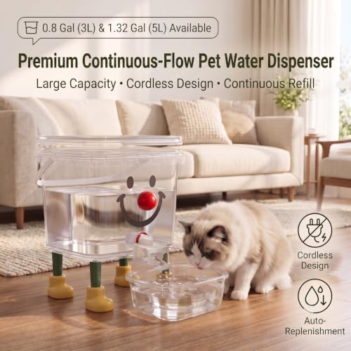 Automatic Dog and Cat Water Feeder, Self Dispensing Pet Waterer (Red, 170fl oz)